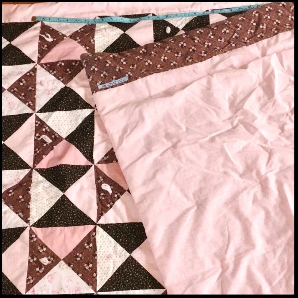 💕BABY QUILT HANDMADE PINK CRIB QUILT 47